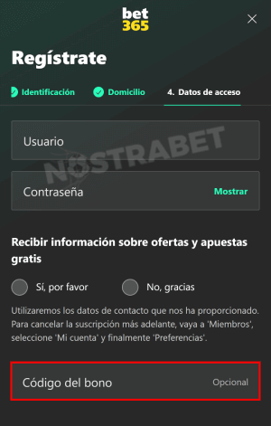 bet365 código de bono entrar