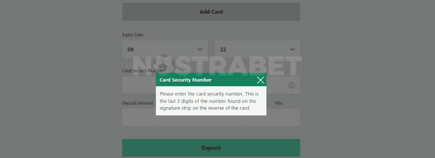 bet365 card security number