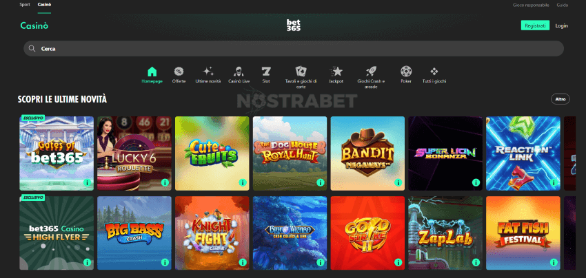 giochi da casinò bet365 su desktop
