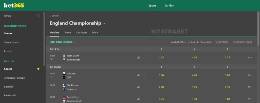 bet365 championship betting