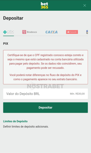 bet365 etapas de depósito