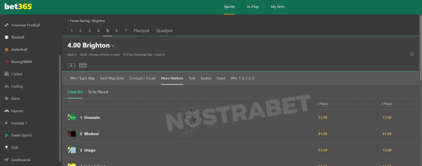 bet365 horse racing cover bet