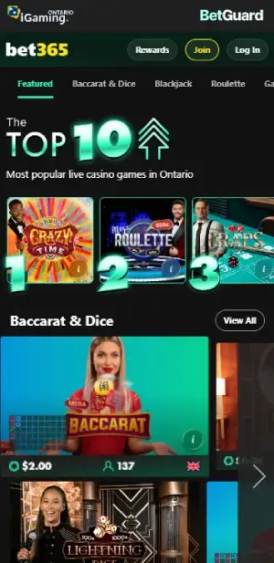 bet365 live casino Ontario