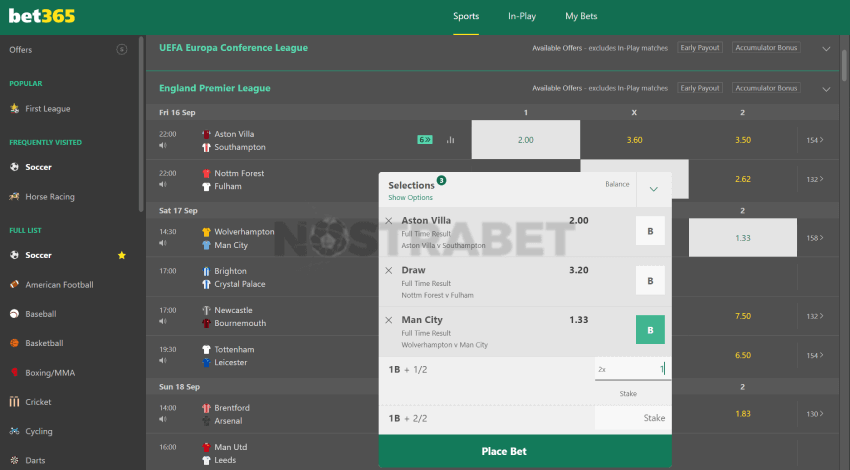bet365 place banker bet