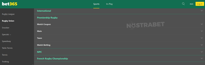 bet365 rugby union betting