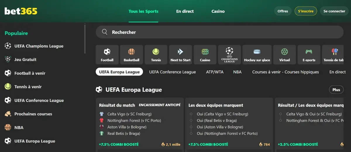 Bet365 sports page d'accueil