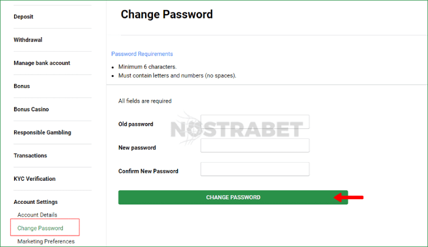 bet9ja change password