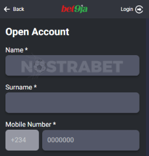 bet9ja sign up form