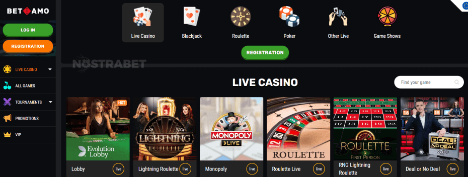 Betamo Casino Live Games