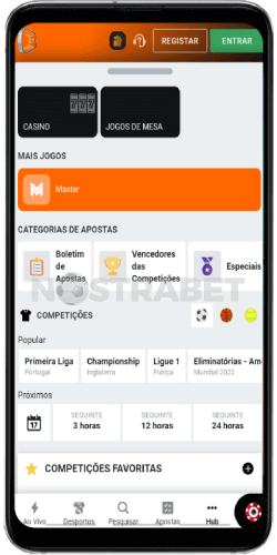 menu do aplicativo android betano