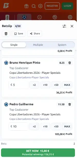 Betano betslip soccer