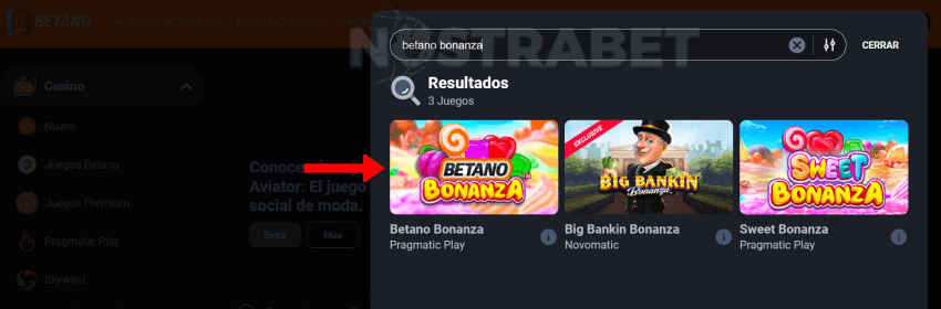 Betano Bonanza búsqueda de juegos