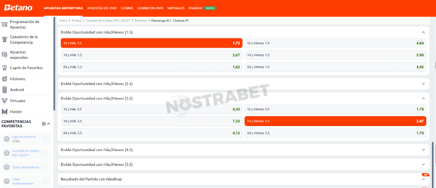 Betano doble oportunidad y resultado correcto