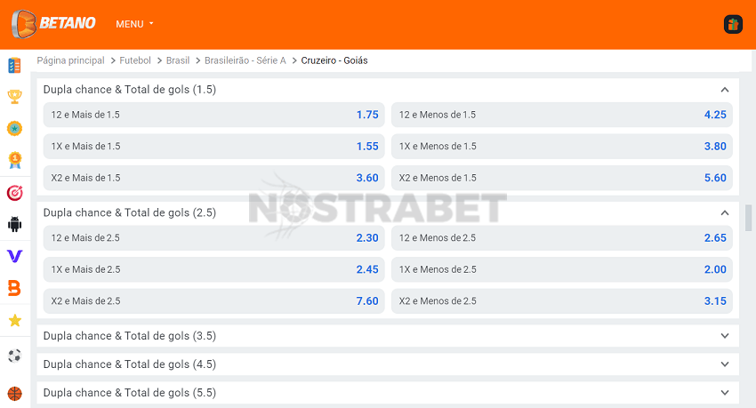 Apostas em mercados de Chance Dupla