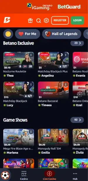 Betano live casino ontario