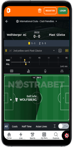 Betano mobile in-play on Android app