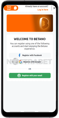 betano mobile registration form