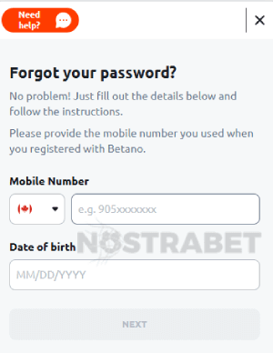 betano password reset
