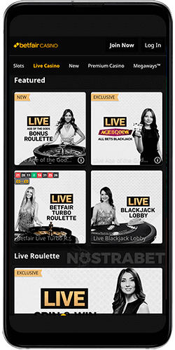 Betfair mobile live casino for Android