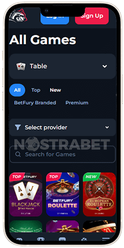 BetFury Casino Table Games iOS