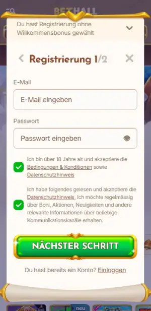 Bethall Registrierung