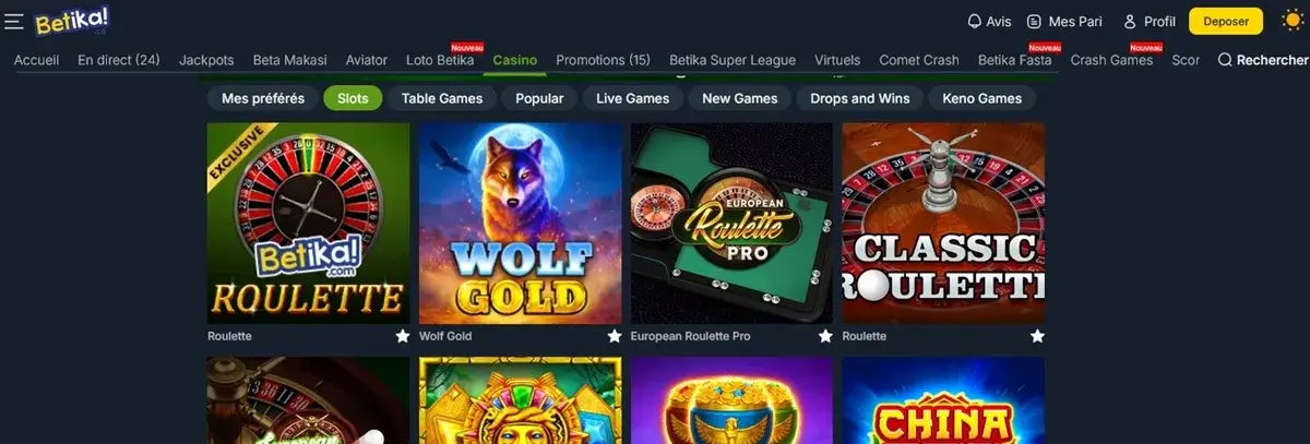 betika jeux de casino