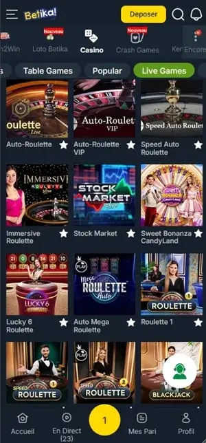 betika casino en direct