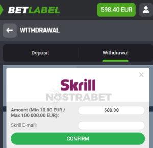 BetLabel withdrawal