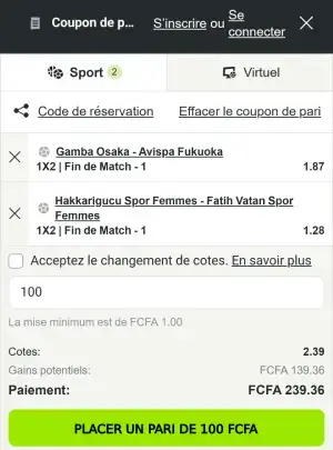 BetPawa coupon de pari mobile