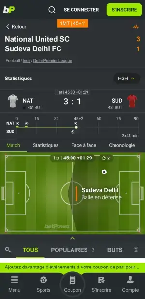 BetPawa paris en direct mobile
