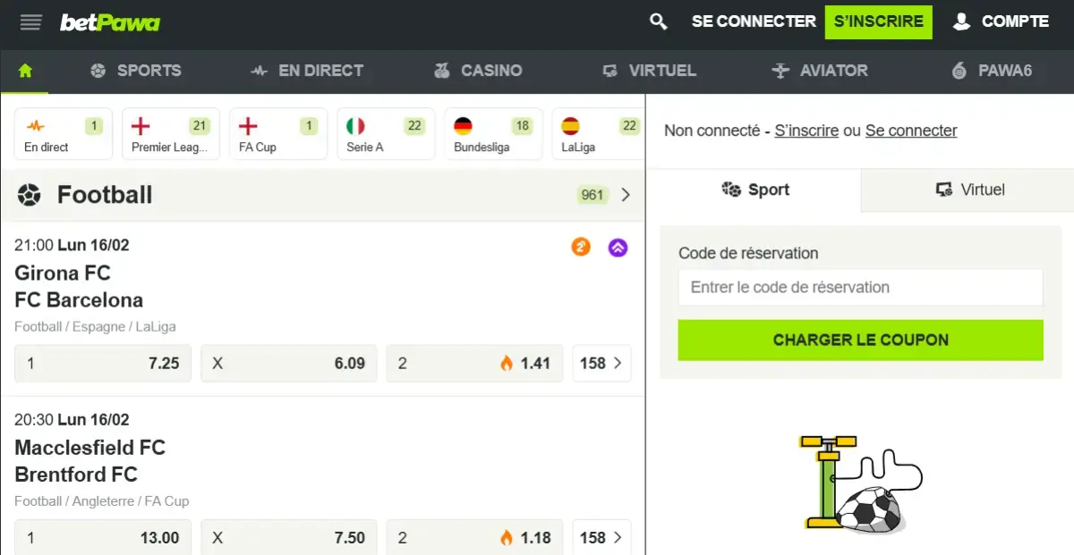 Page d'accueil Betpawa Sports