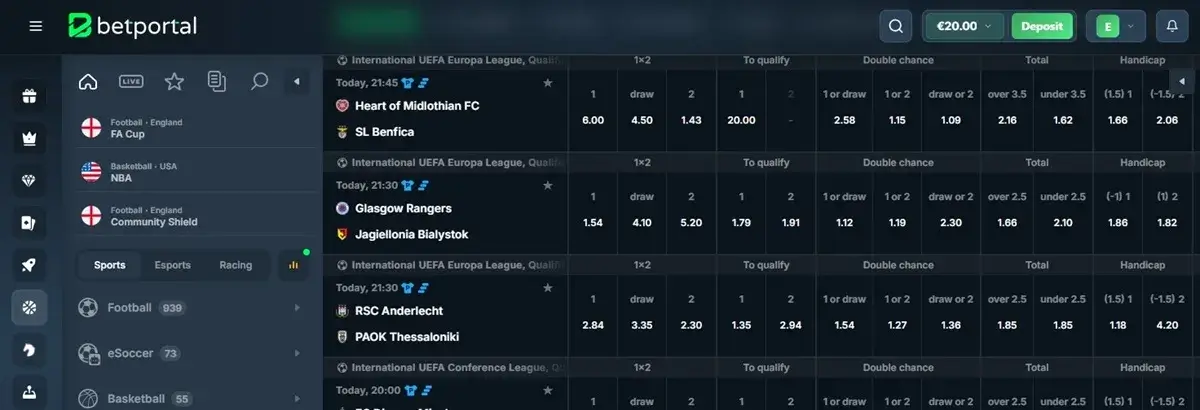 betportal sport homepage