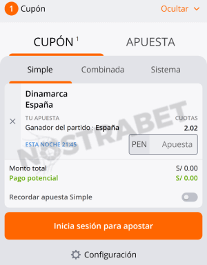 Betsson móvil boleto de apuestas