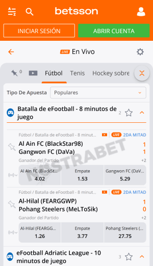Bettson apuestas en vivo para móvil