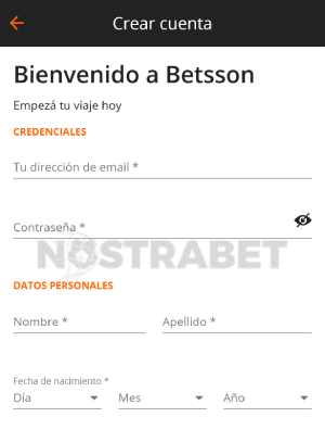 Betsson registro movil