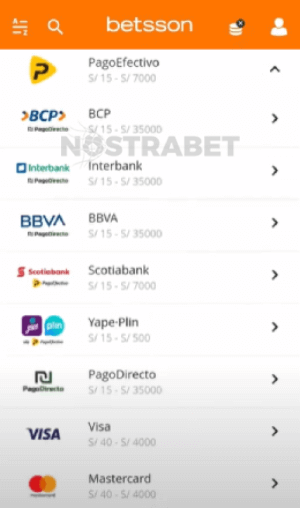 Betsson retirada con Yape pasos