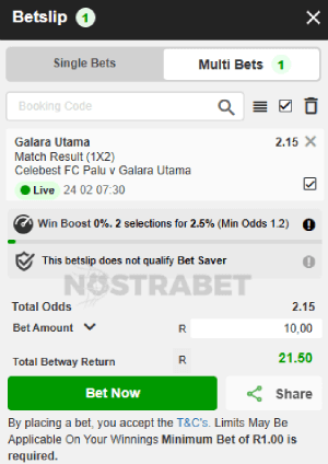 betway live betting betslip