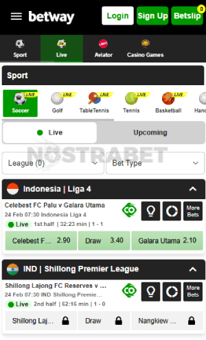betway mobile live betting