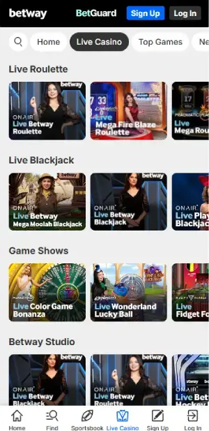 Betway live casino Ontario