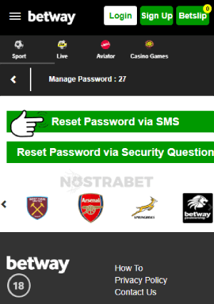 betway password recovery