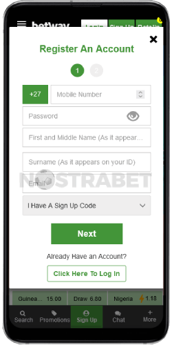 betway registration for android