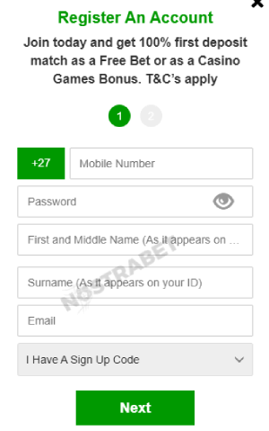 betway registration form