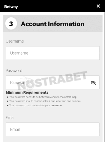 betway registration - account information