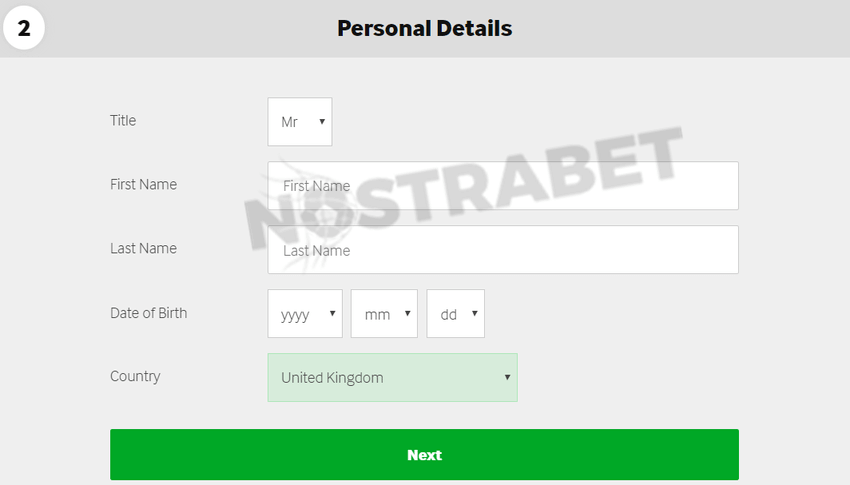 betway registration process - personal details