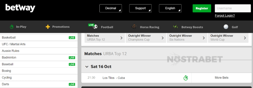 betway rugby betting