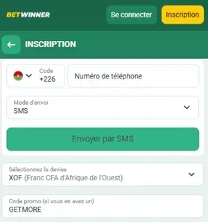 saisir le code bonus betwinner