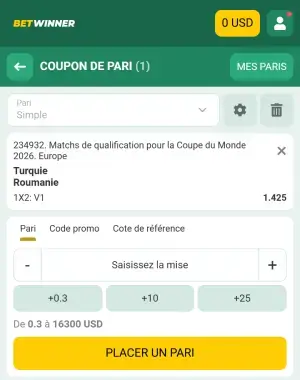 Betwinner coupon de pari mobile