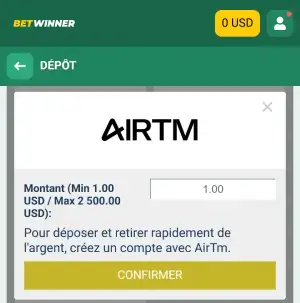 Betwinner dépôt par mobile