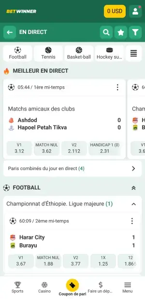 Betwinner paris en direct sur mobile