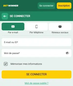 Betwinner connexion mobile